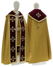 Gold/red Gothic Cope with stole Vestment Capa pluvial Dorada/roja K559AGC16p