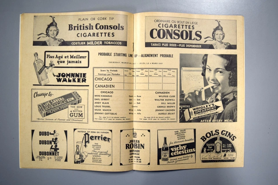 Montreal Canadiens vs Chicago Blackhawks March 4th 1937 Official Game Program - Image 3 of 3