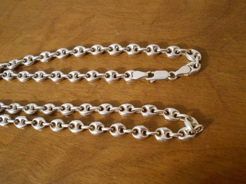 925 Sterling Silver Puffed Mariner Link Hollow 16.2 Grams Italian 20" Necklace