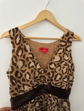Oscar de la Renta Vintage Silk Leopard Print V-Neck Empire Waist Dress