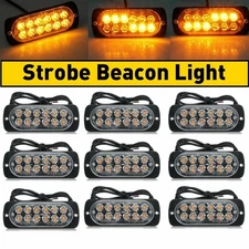 12LED Amber Truck Car Flashing Hazard Warning Beacon Flash Strobe Bar Light