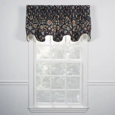 Adelle Room Darkening Solid Natural Scallop Window Valance - 70x17", Navy