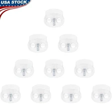 Clear Double Hole Cord Locks Spring Stopper Clips Drawstrings Shoelaces 10pcs US