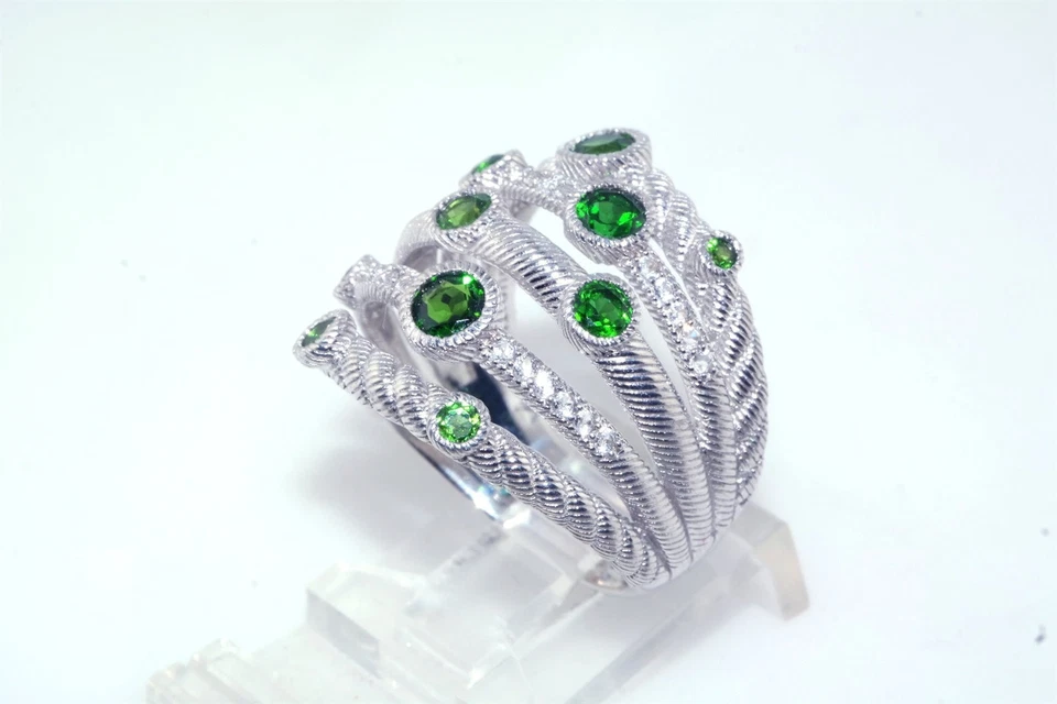 Anel de prata esterlina 925 Judith Ripka verde cromo diópsido tamanho 8 - Imagem 3 de 4