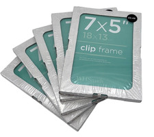 5 Glass Clip Frames 7"x 5" Wall Hanging Picture Frames Photo Home Office Decor
