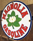VINTAGE MAGNOLIA GASOLINE PORCELAIN SIGN GAS STATION PUMP MOTOR OIL SERVICE — photo 3