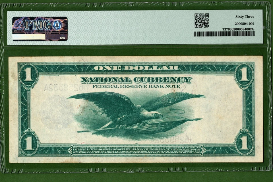 1918💲1  FRBN  🏛️ KANASAS  CITY  Fr-737  🏛️  PMG  63 - Image 3 of 4
