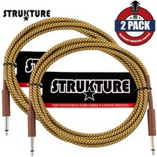2-PACK Strukture SC10TW 1/4" Straight to Same 10FT Vintage Tweed Guitar Cable