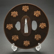 Japanese Copper Tsuba Sword Guard Gosan no Kiri Paulownia Crest Design