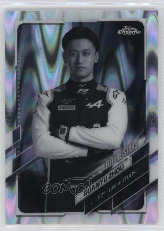 2021 Topps Chrome Formula 1 Black & White RayWave Refractor Zhou Guanyu #61 pj5