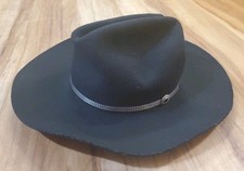 VTG Dorfman Pacific Wool Felt Stockton USA Black Western Hat Medium WPL 4384