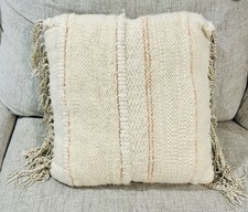 Boho Cream Throw Pillow Beige Cream White