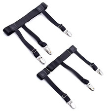 Adjustable Shirt Stays Elastic Garters Shirt Holders Non-Slip Clamps Black