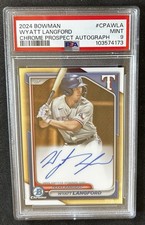 2024 Bowman Chrome Wyatt Langford Prospect Autograph RC Rangers PSA 9 MINT
