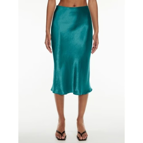 Babaton Aritzia Satin Slip Midi Skirt Emerald Green 4 Quiet Luxury Office Fall