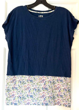 Uniqlo Womens Tunic Top Navy Liberty of London Floral Blue Shirt Size Small S