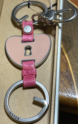 Vintage FOSSIL Black Leather Zip-Around CLUTCH WALLET (XPO) & New KEY CHAIN FOB - Picture 11 of 12