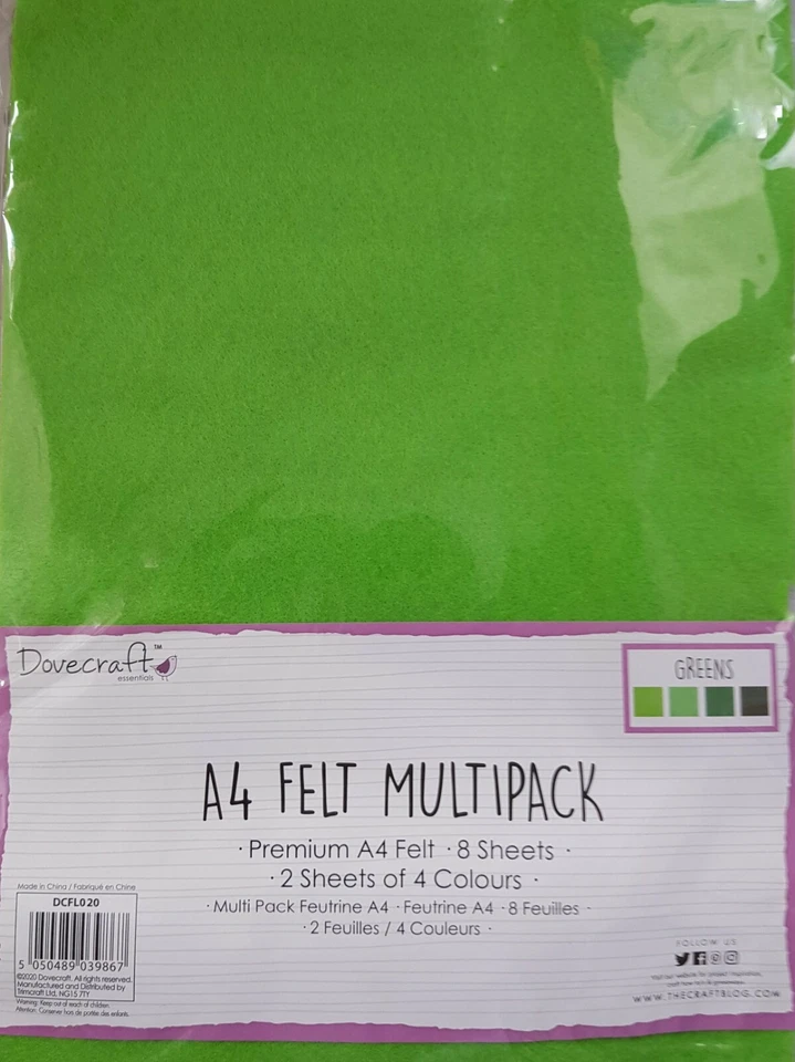 Fieltro artesanal Dovecraft Premium A4 - 8/10 hojas p/pk 9 opciones de color Navidad Foto 3 de 4