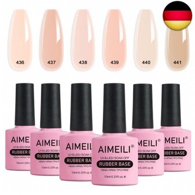 AIMEILI Rubber Base Gel Set 6pcs Rubber Base Coat Soak Off UV LED Nägel 