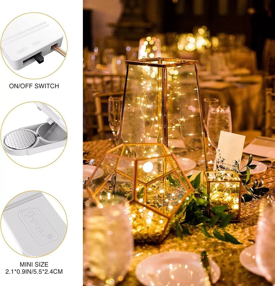 4-8Pack 20 LED 6.6ft Battery Operated Mini LED Copper Wire String Fairy ...