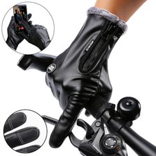 Winter Leather Gloves Waterproof Windproof Touch Screen Warm Ski Cycling Gloves