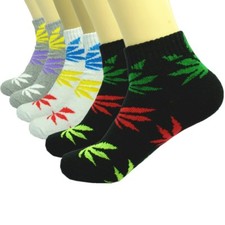 Marijuana 3 Pairs Men Ankle Quarter Crew Sports Socks Cotton Low Cut Size 10-13