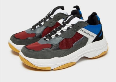 Calvin Klein Marvin Sneaker - Größe 8 (UK) - Lycra/Wildleder - Rosso/Blau/Grau/Weiß