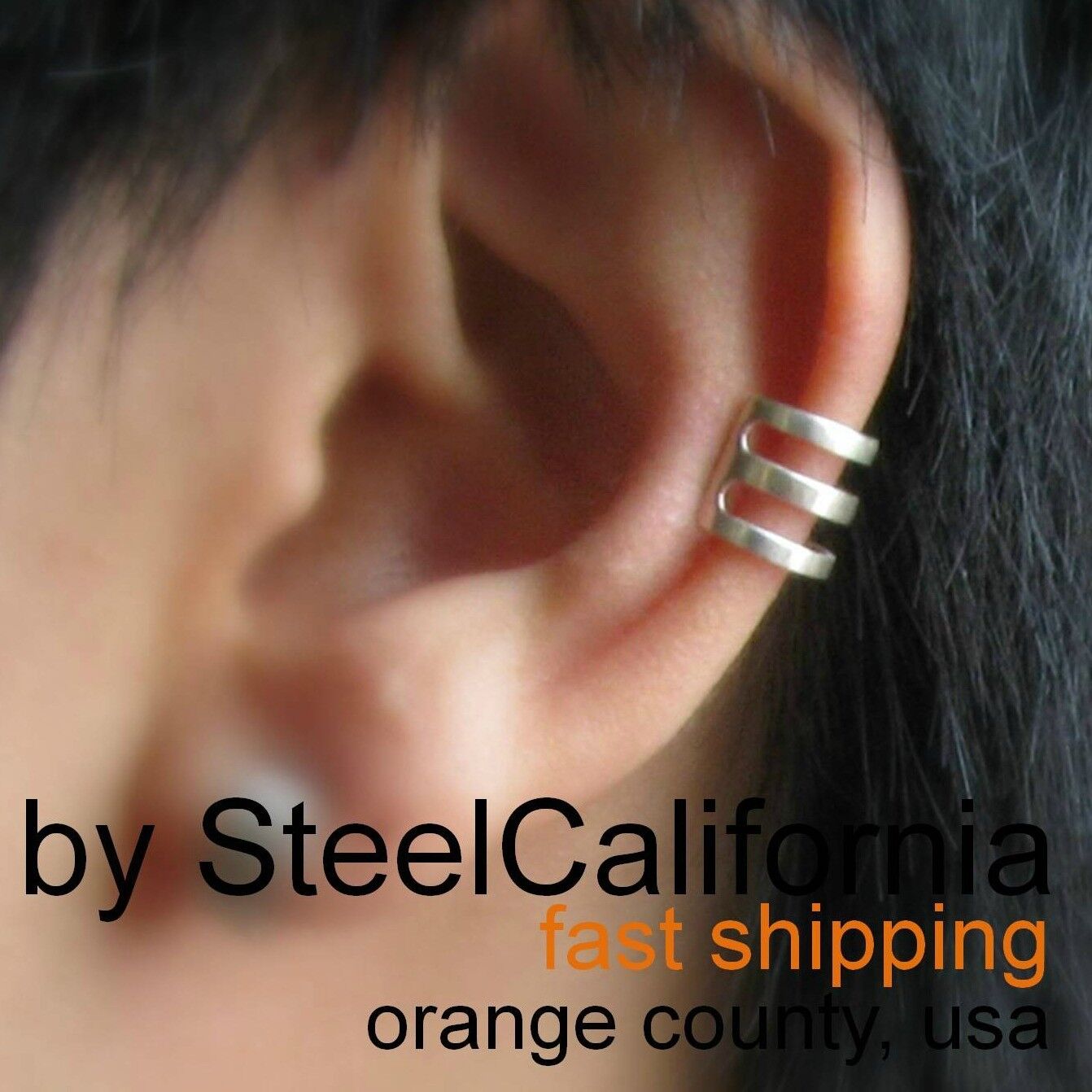 Ear cuff earring for men, tiered ear cuff, sterling silver ear cartilage  cuff