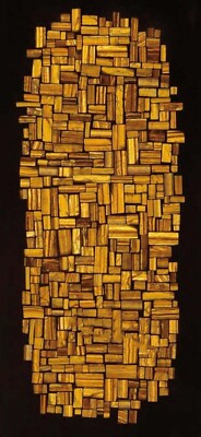 4'x2.5' black Marble Dining Center inlay tiger eye slab Table Top pietra dura