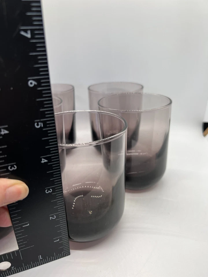 Juego de 6 vasos bajos de vidrio púrpura amatista Libbey fondo pesado  Foto 3 de 4