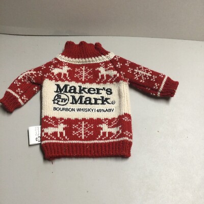 Maker's Mark Bourbon Whiskey Mini Holiday Ugly Bottle Sweater