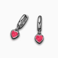 Scharnier Creolen Ohrringe Zirkonia Rosa MäDchen Frauen Herz HäNger Silber 925