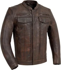 DODICI Men's Motorcycle Biker Cowhide Leather Jacket