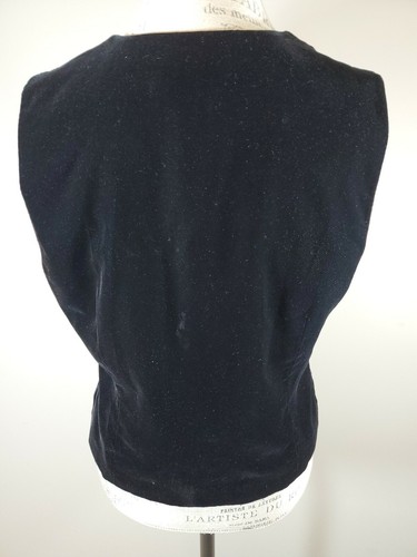 Talbots Womams Velvet Vest Size 10 Petite Black Beaded Fully Lined Floral - Picture 4 of 8