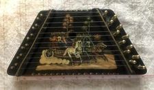 Vintage Music Maker Lap Harp Dulcimer Musical Russian  With 6 Song Sheets