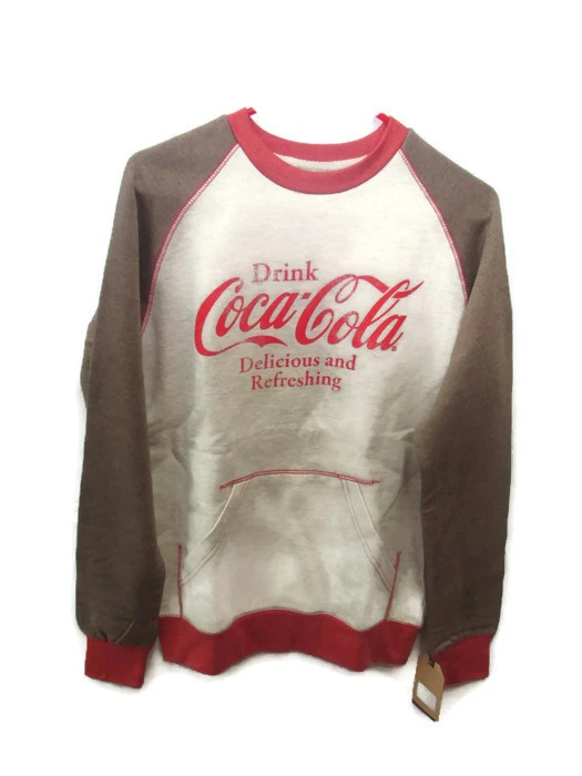 Coca Cola Kangaroo Pocket Sweatshirt Rust and Oatmeal medium BRAND
