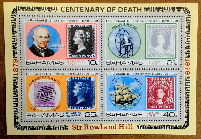 VINTAGE CLASSICS - Bahamas 1979 - Rowland Hill - Souvenir Sheet of 4v - MNH