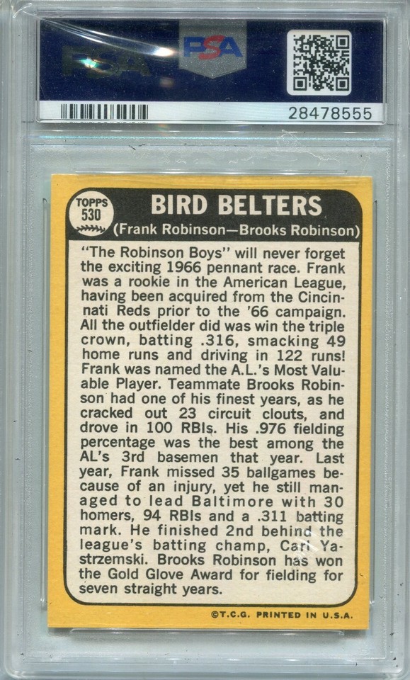 1968 Topps High 530 Brooks Robinson, Frank Robinson baseball card PSA 8 eBay
