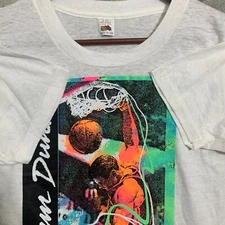 Vintage 90s Single Stitch Power Basketball Slam Dunk Large