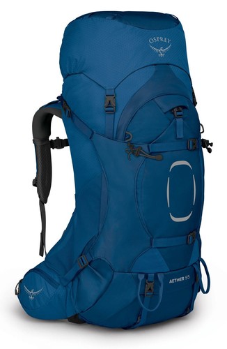 Sac à Dos Osprey Aether 55 L/XL Randonnée - Bleu Deep Water - Neuf Avec Housse