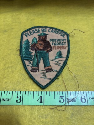 Vintage Please Be Careful Fire Prevention Patch