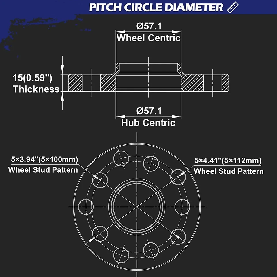 2pcs 15mm 5x100 5x112 Hubcentric Wheel Spacers For VW Golf Audi A3 A4 A6 - Image 2 of 4