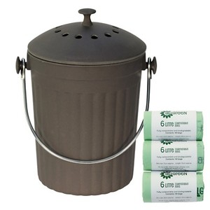 Slate Grey Kitchen Compost Caddy Bin 150x 6l Compostable