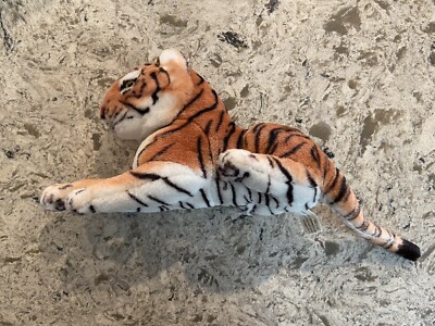 Vintage Realistic Tiger Plush Toy Stuffed Animal