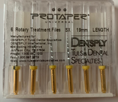 DENTSPLY ProTaper SX 19mm 6 Rotary Files - Gold - Made In USA
