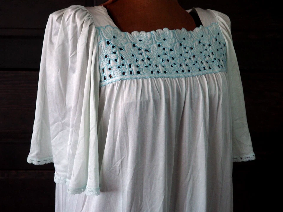 Vestido de Colección Años 60 JC Penney Azul Floral Manga Acampanada Chemise ILGWU Lencería Talla M Foto 4 de 4