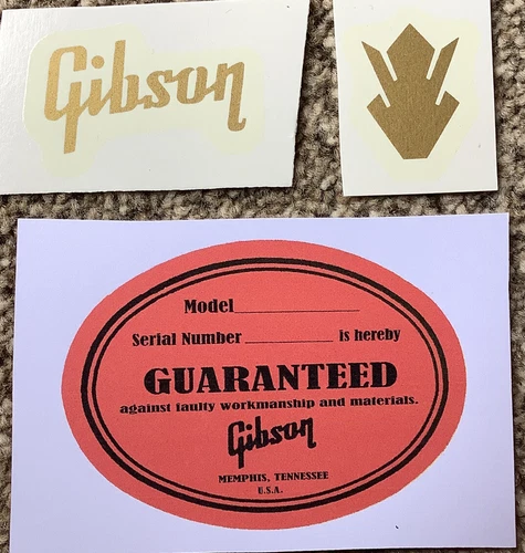 Guitar waterslide headstock decal Gold and Label