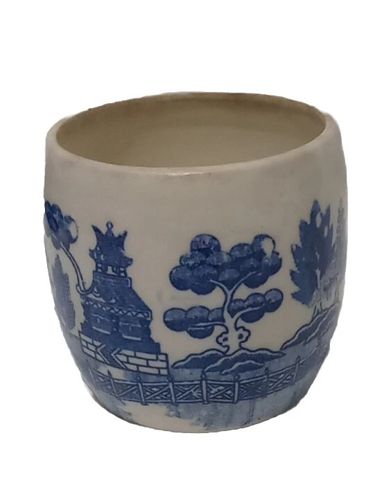 Vintage Chinese Restaurant Ware Blue Willow Handleless Cup, Custard Or Egg... - Image 3 of 4