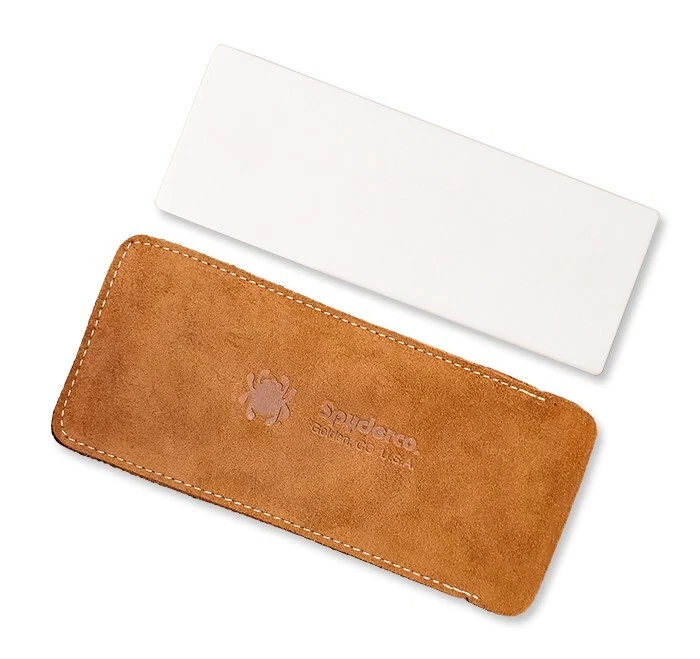 Afilador de cuchillos de cerámica Spyderco 306UF Benchstone ultrafino 3x8 con estuche de cuero Foto 2 de 2