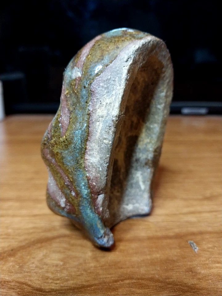 Máscara facial de cerámica brutalista pesada de 3,5" escultura miniatura esmaltada ¡¡Excelente!!! Foto 4 de 4